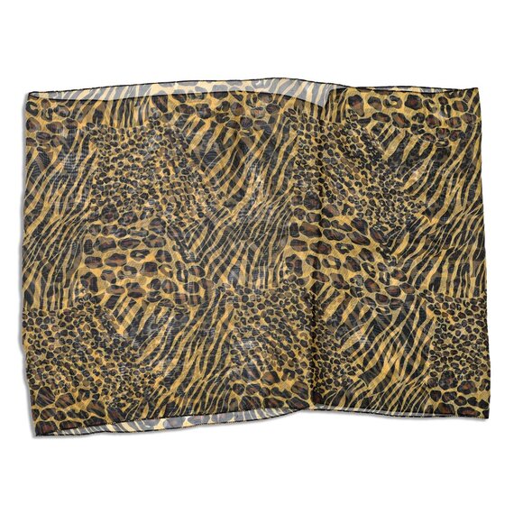 Leopard Print Sheer Infinity Scarf Black Gold Retro Mobwife - Picture 2 of 6